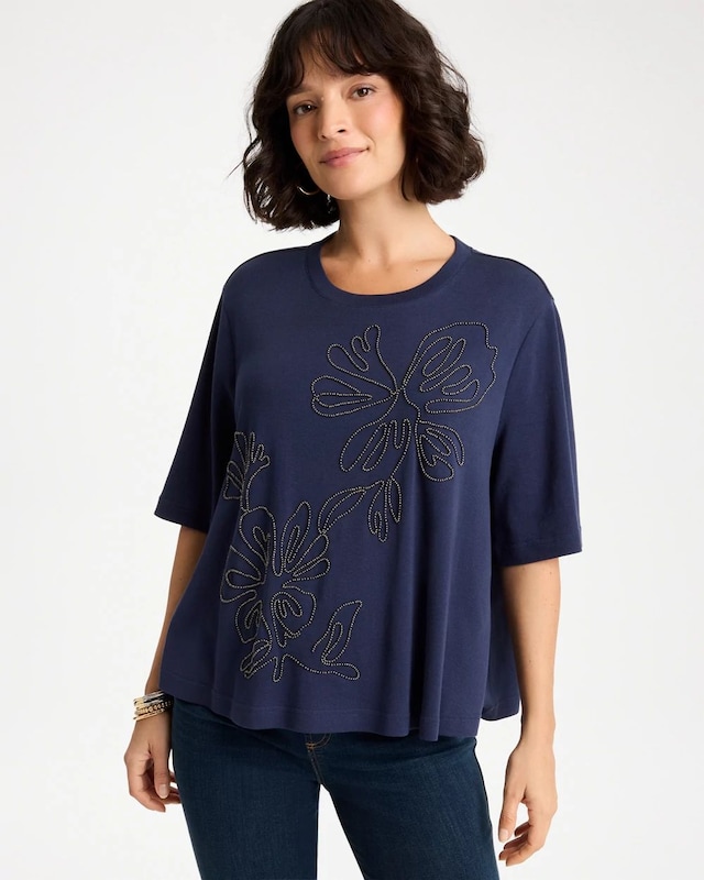 Caviar Beaded Cotton Tee - image 1